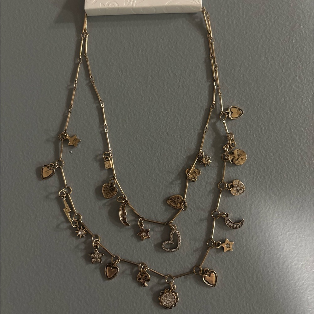 BKE NWT Gold Charm Layered Necklace